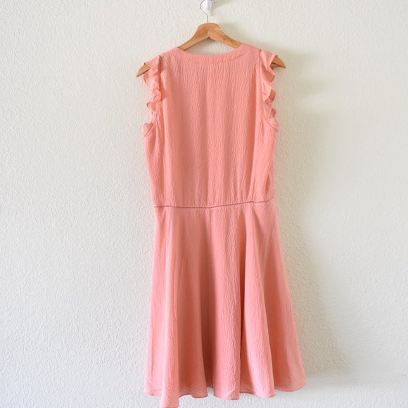 Rebecca Taylor Silk Ruffle V-Neck Dress Fit & Flare Flutter Sleeve - Picture 9 of 16